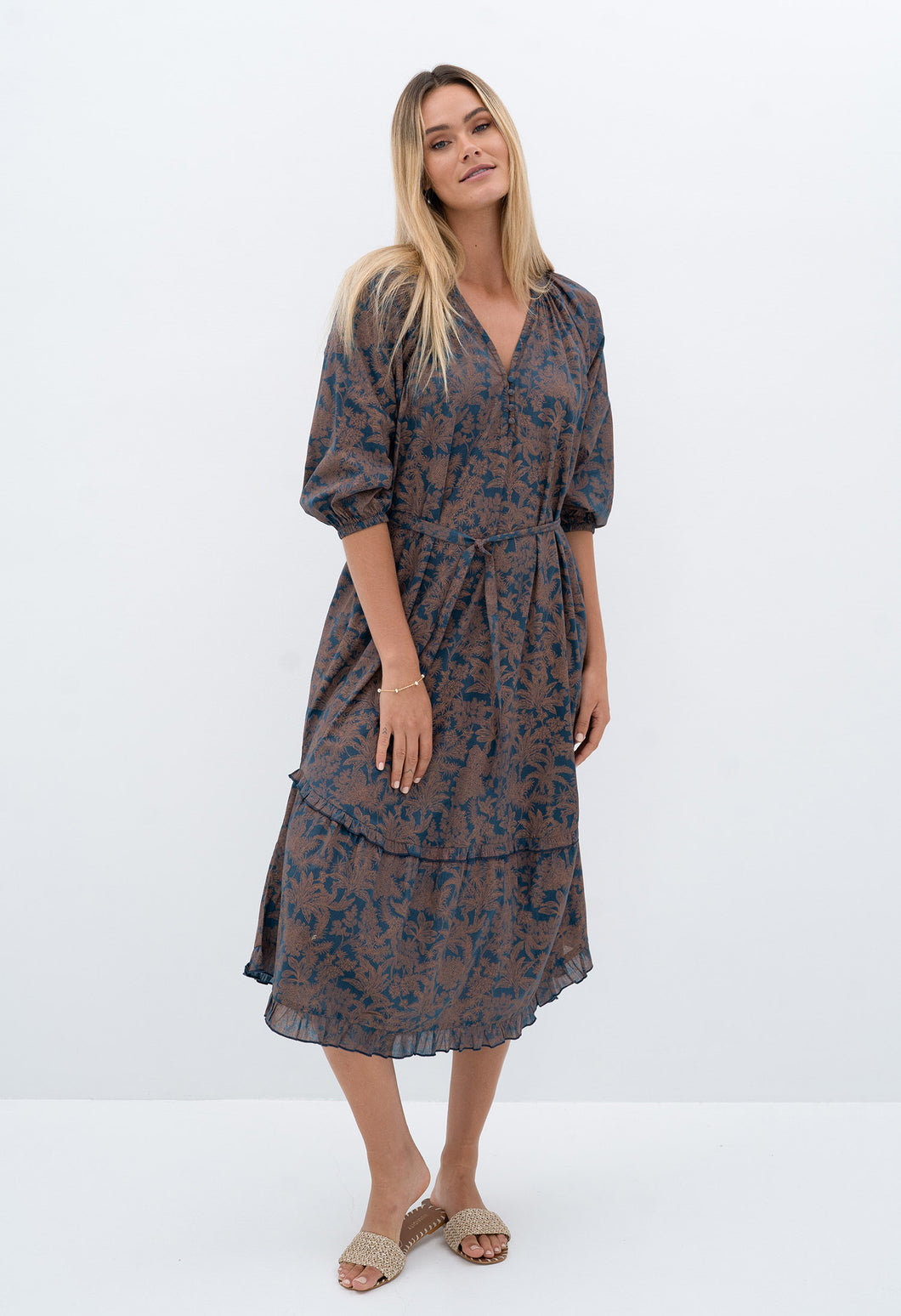 Humidity Nahla Elysian Dress - Tan Print