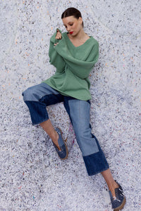 Maud Dainty Cradle Knit in green apple