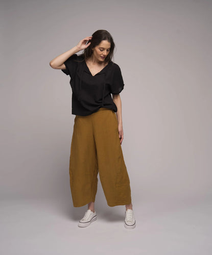 Muse Linen Pant Sable - ginger