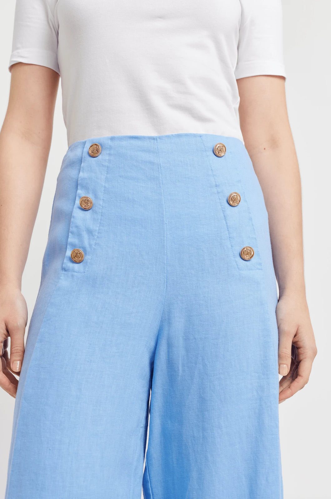 Alessandra Atlas Linen Pant- Blue Bell SALE