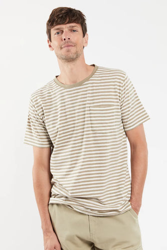 Armor Lux Heritage striped T-shirt - cotton and linen ARGILE